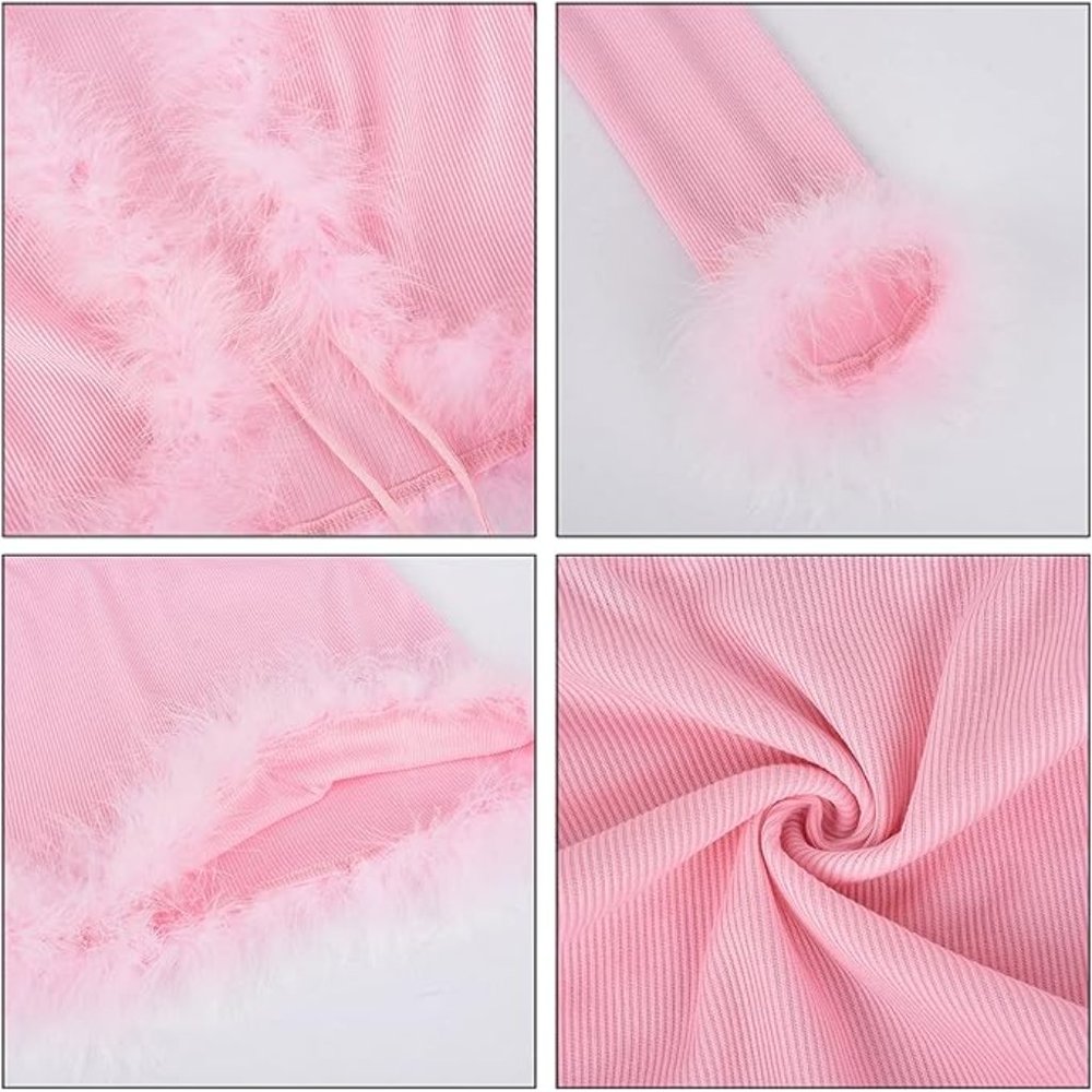 NWT Beautiful Matching Barbie Pink Feather Bustier Purse Shoes Sweater Set - Picture 11 of 14